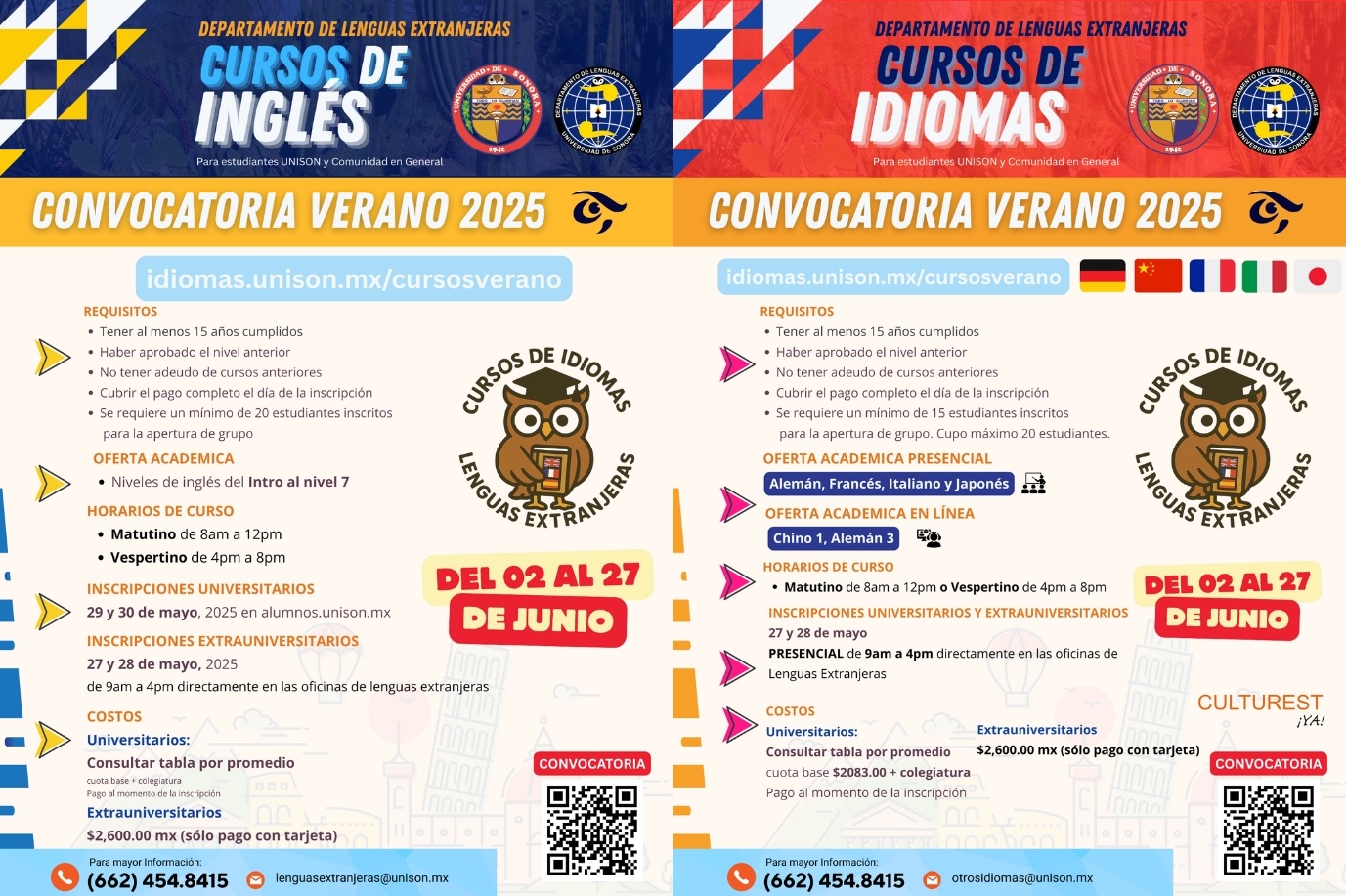 Convocatoria Cursos de Idiomas Verano 2025